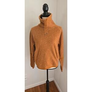 Nike funnel neck fuzzy pullover mustard gold womens small